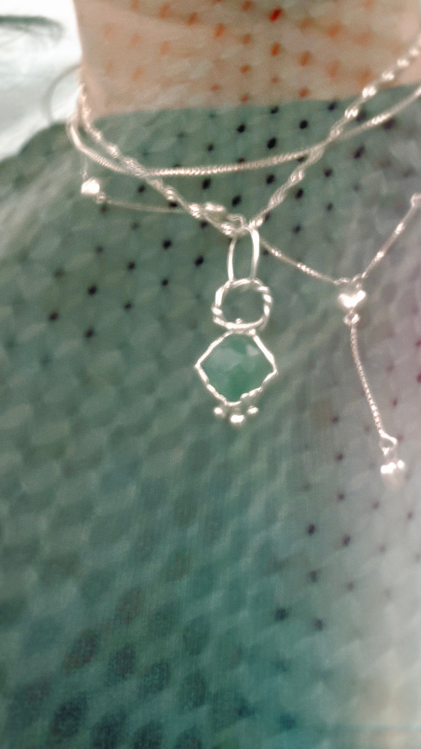 ꩜ volua ꩜ rocky facet onyx green goddess – silver handmade green onyx goddess necklace, artisan symbolic jewellery, one of a kind heirloom talisman