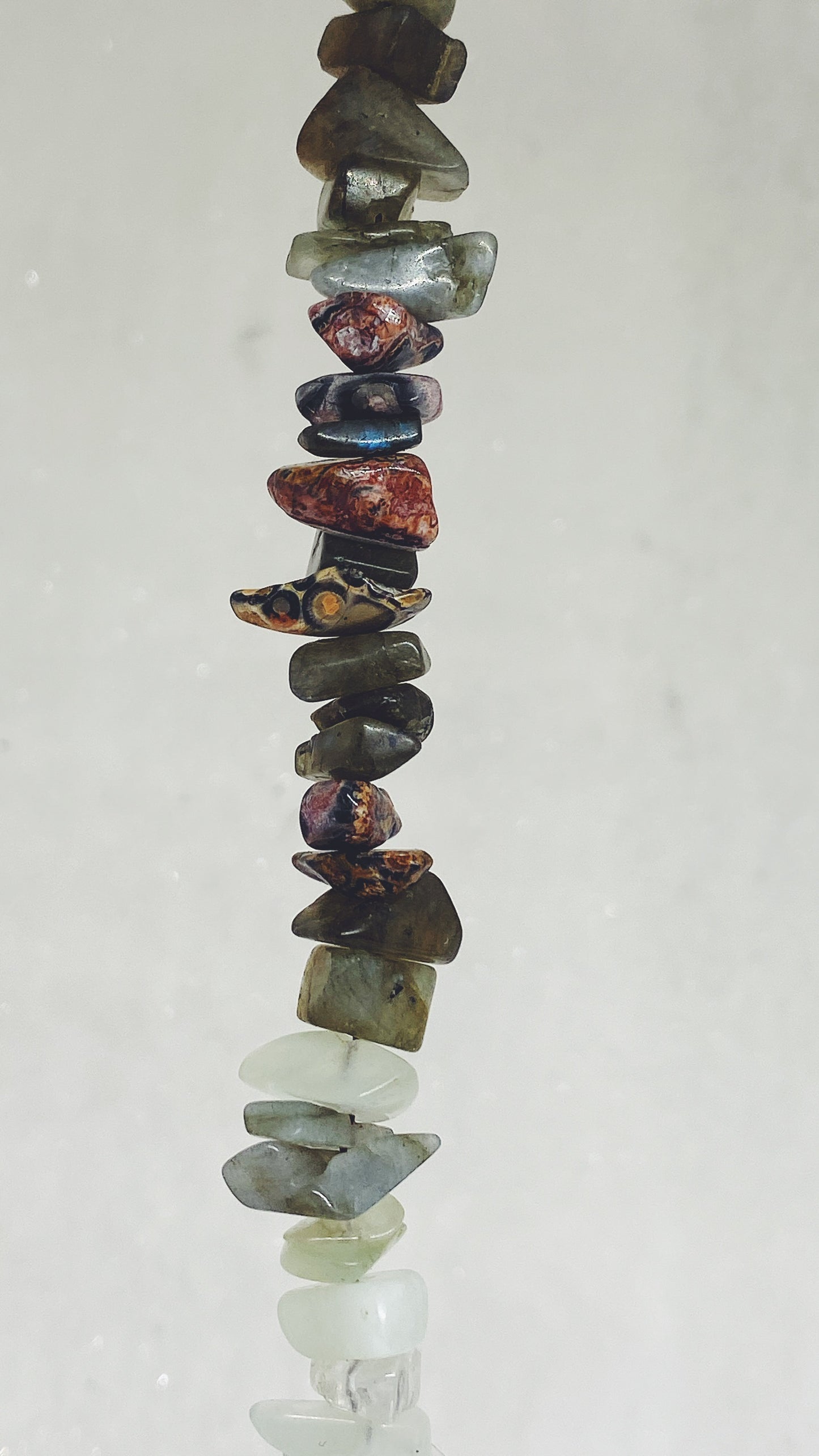 night glints, lichen shapes // textured semi precious stone strand