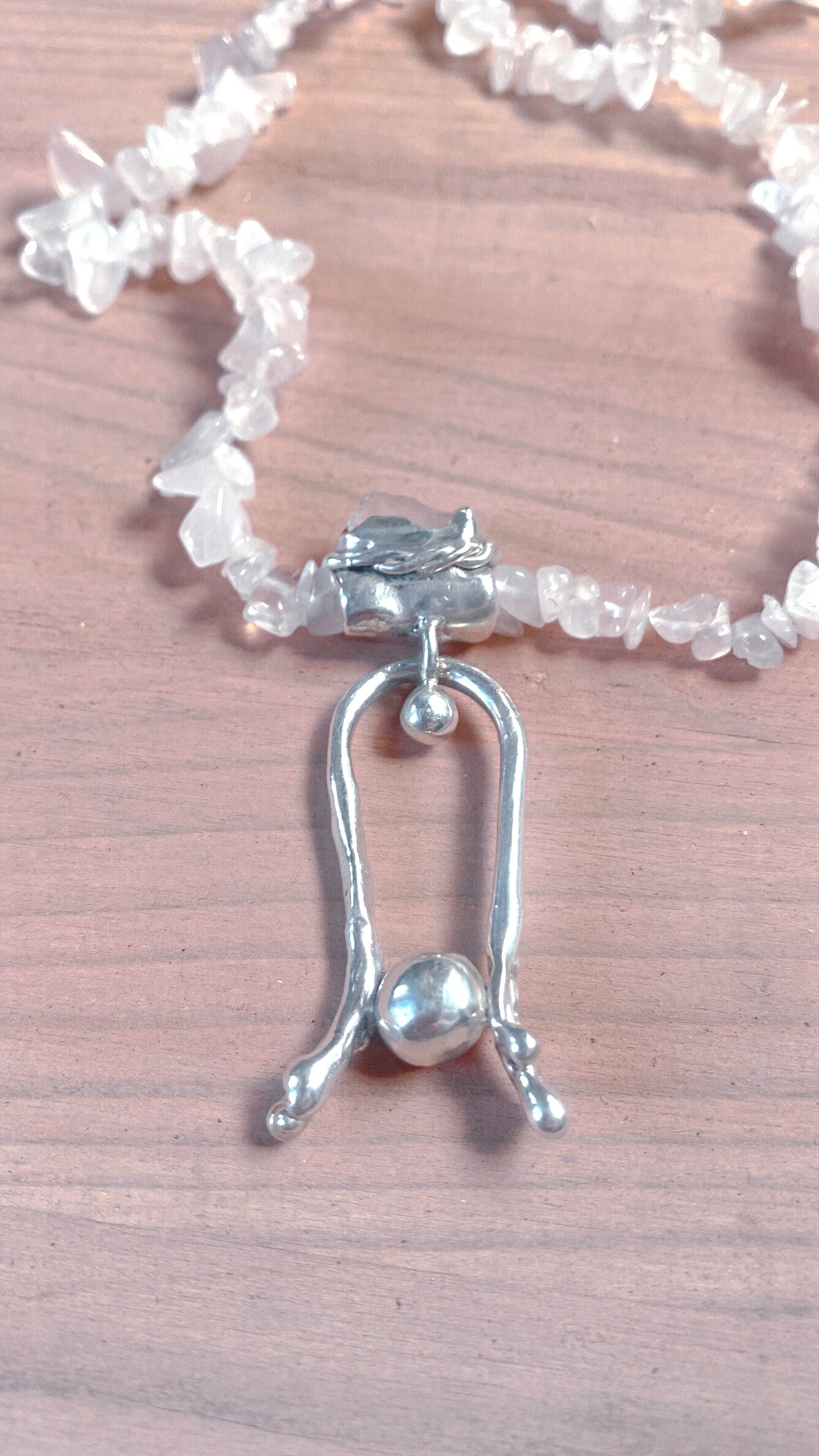 rose crowned silver knocker pendant {door nox} – handmade rose quartz statement heart healer necklace, artisan gemstone jewellery, romantic heirloom gift