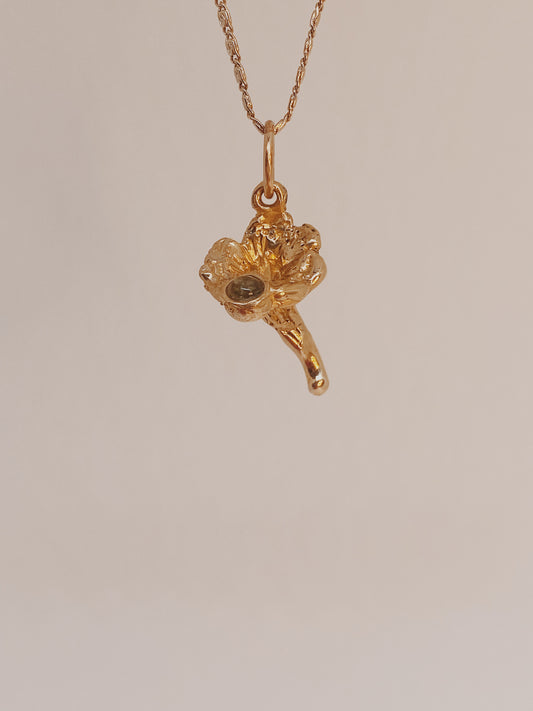 solid 14k gold mushroom pendant // 'dewy agarica'