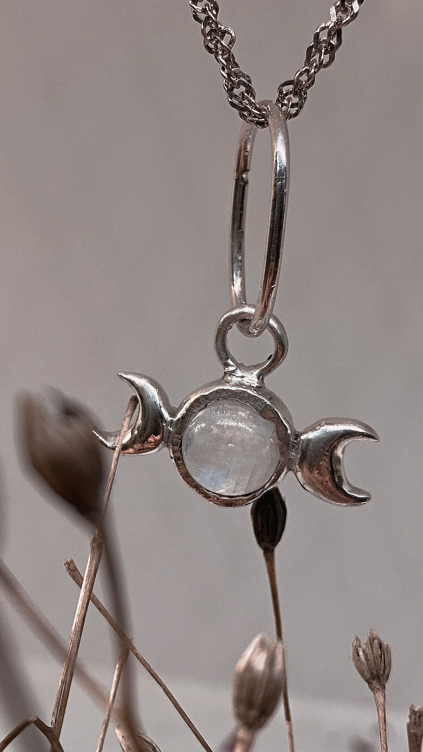 tri lune // triple goddess moonstone pendant