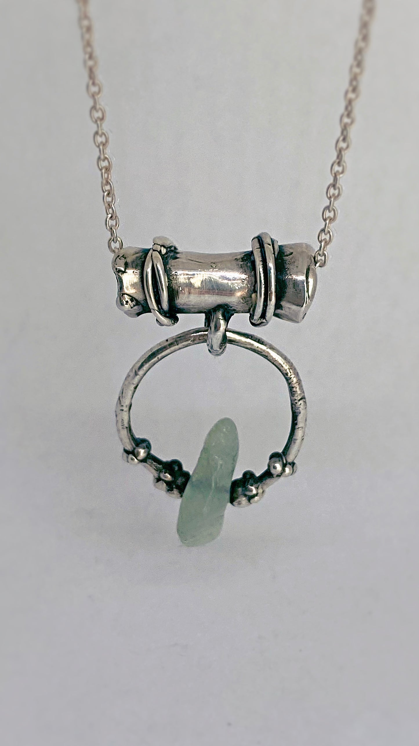 knots, droplets and jade silver pendant {door nox}