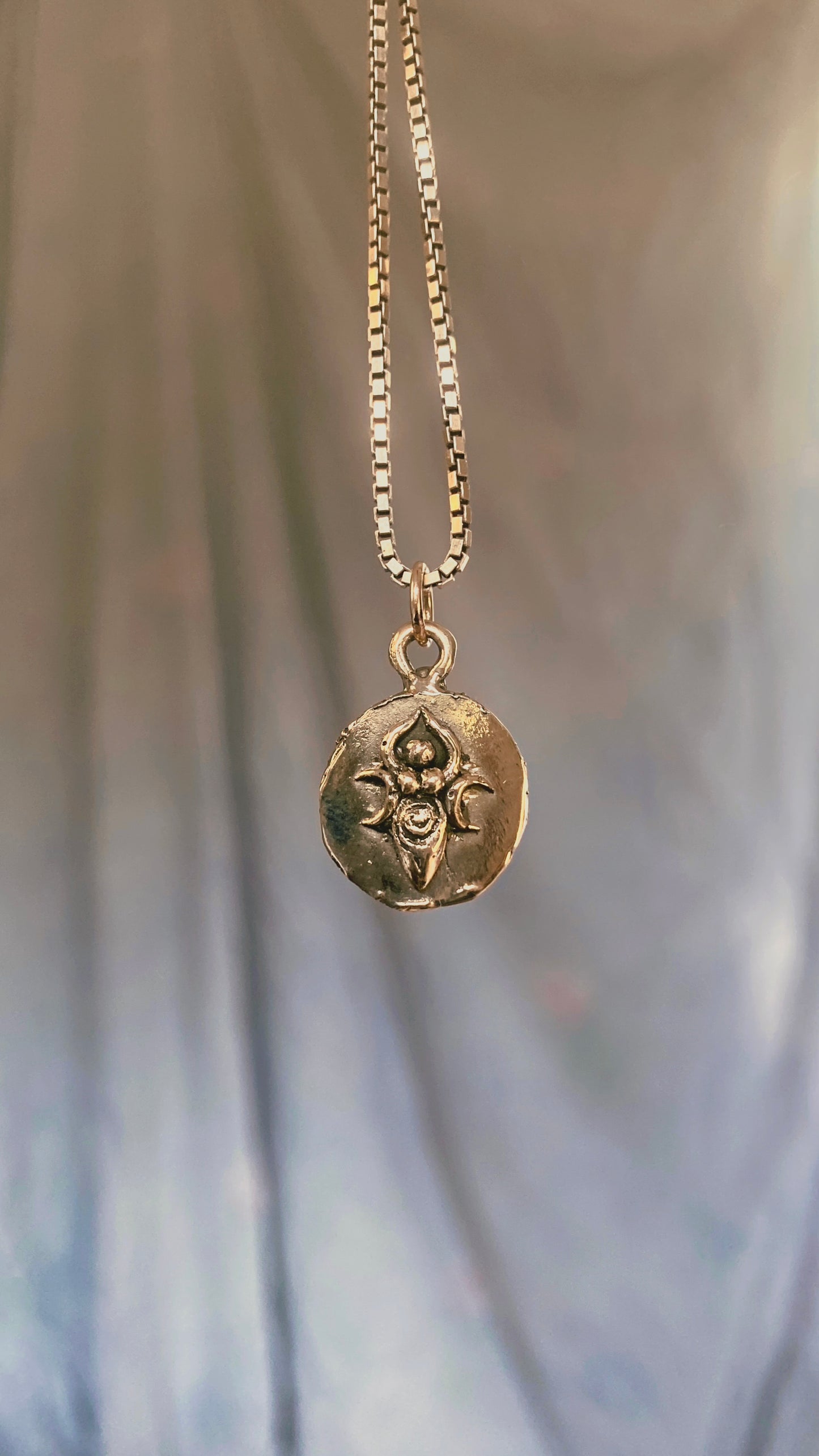 goddess III // one of a kind earth mother fertility moon coin brass pendant