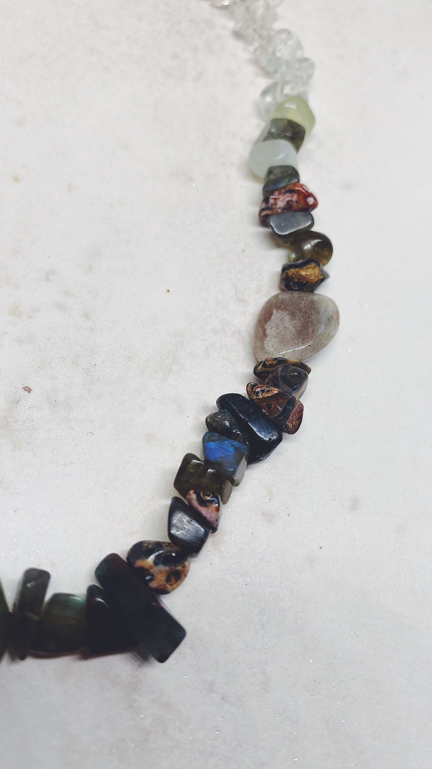 night glints, lichen shapes // textured semi precious stone strand