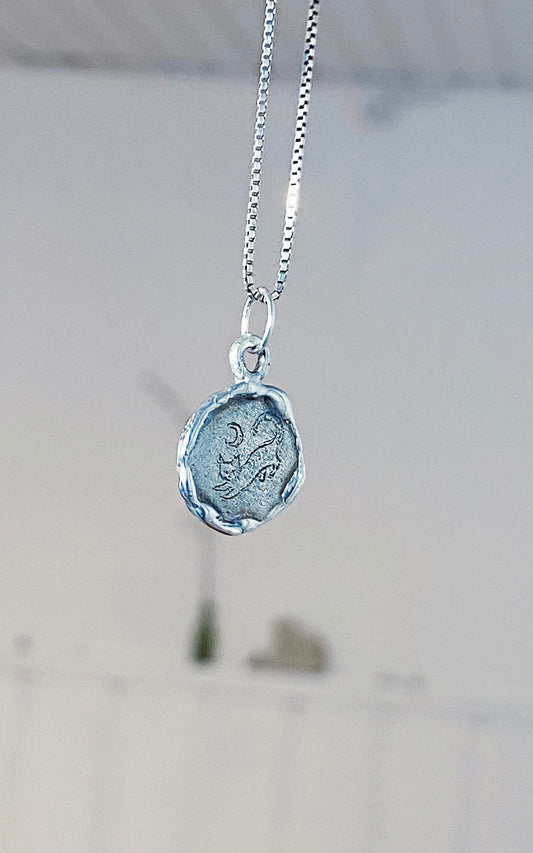 stretching moon kitty I // silver coin one of a kind medallion