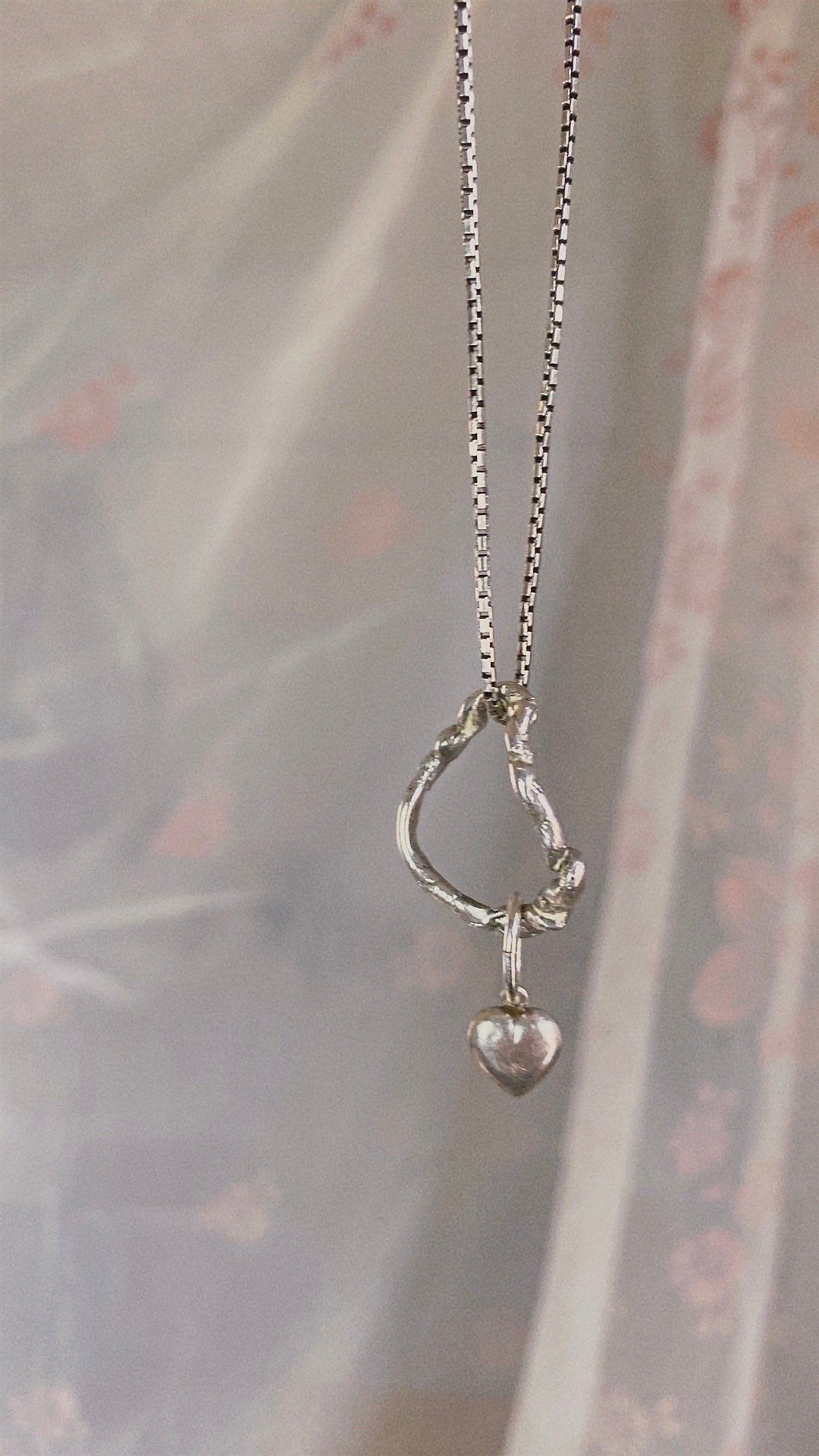 heart ringlet // one of a kind organic silver swirl with vintage heart