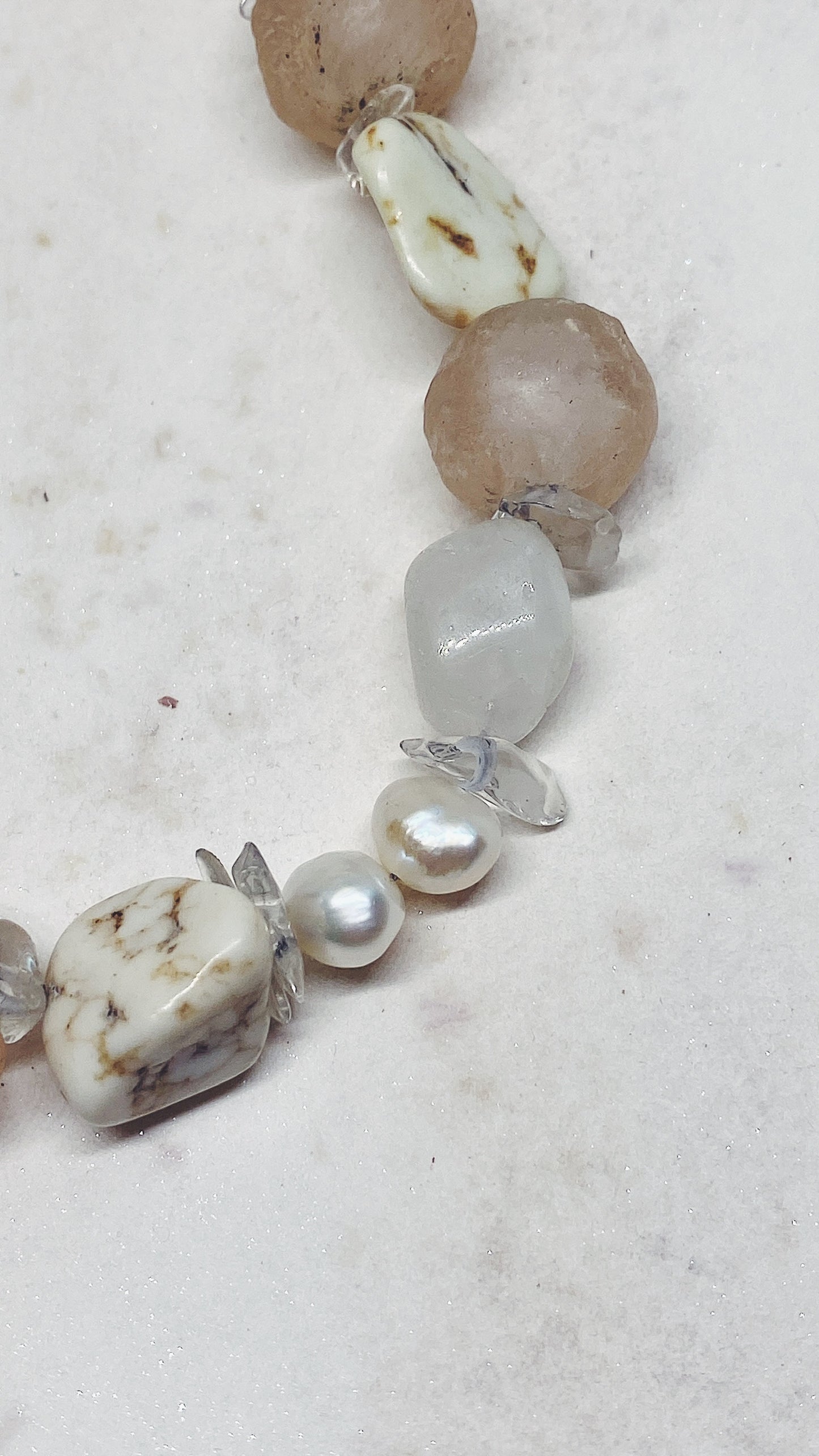 clear sea // textured semi precious stone strand