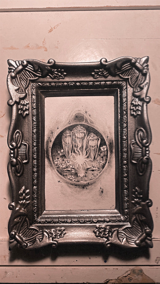 moon dark (new moon) moon - framed original drawing