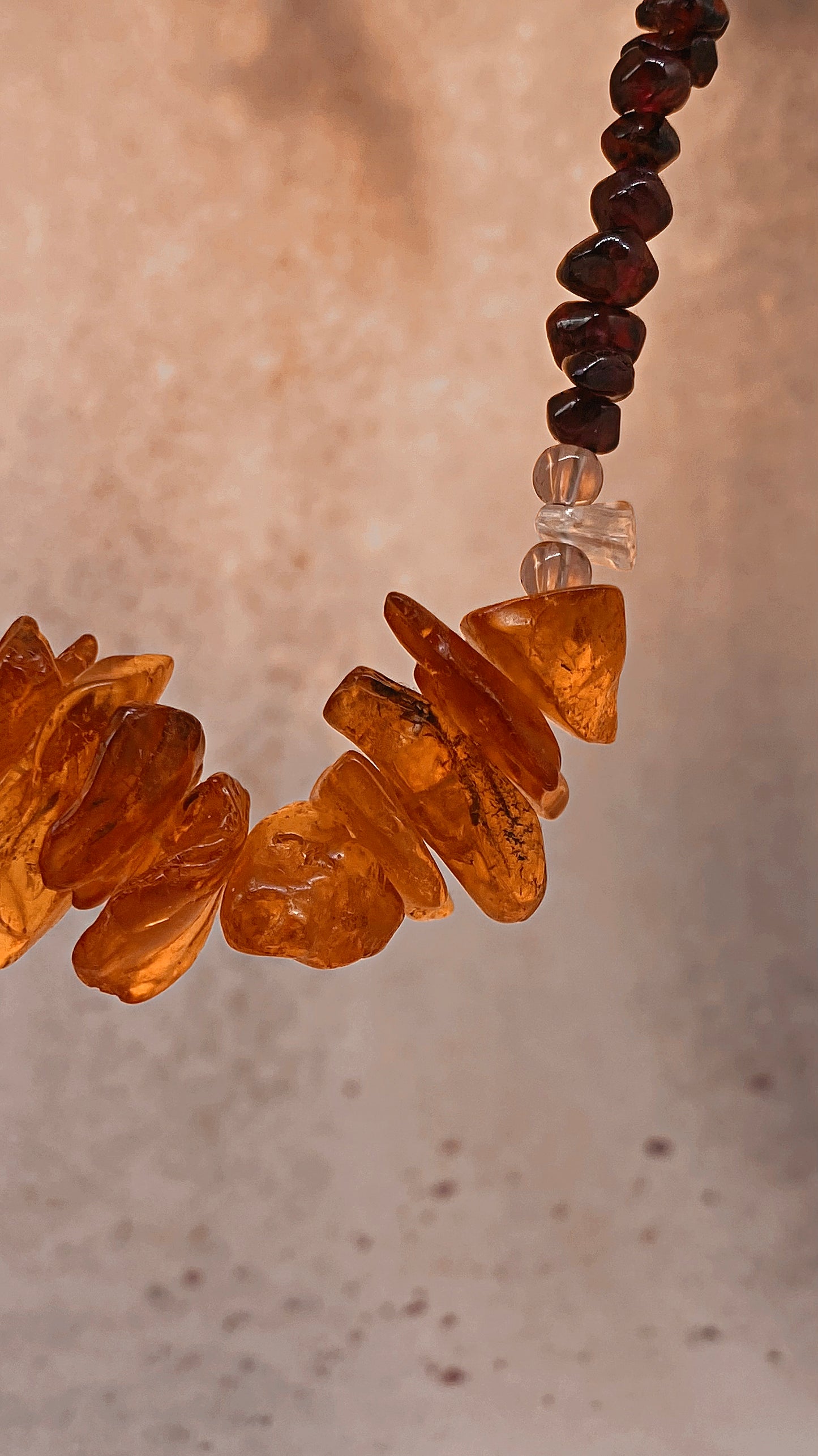 chunky baltic amber and mini garnets statement choker