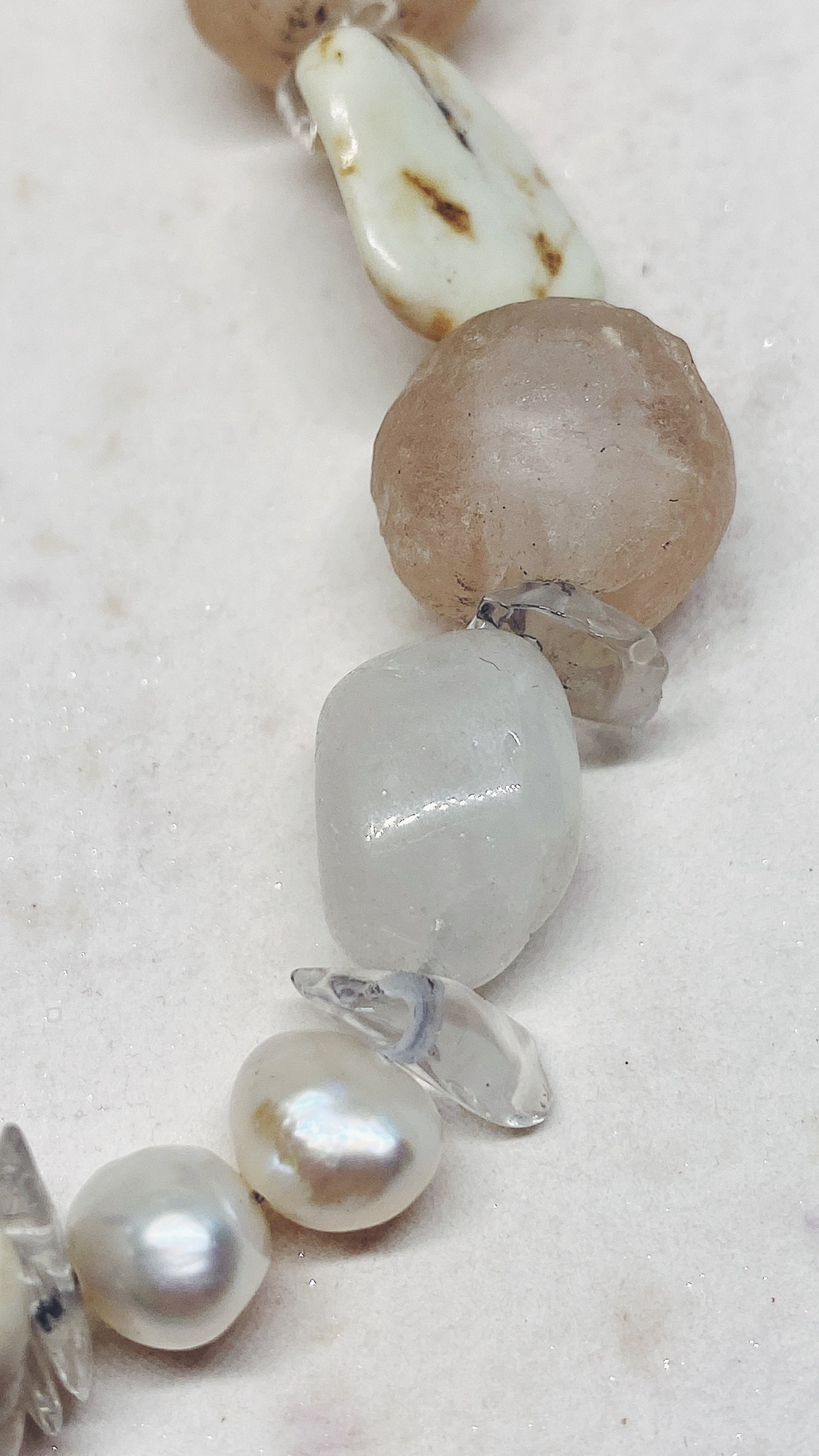 clear sea // textured semi precious stone strand