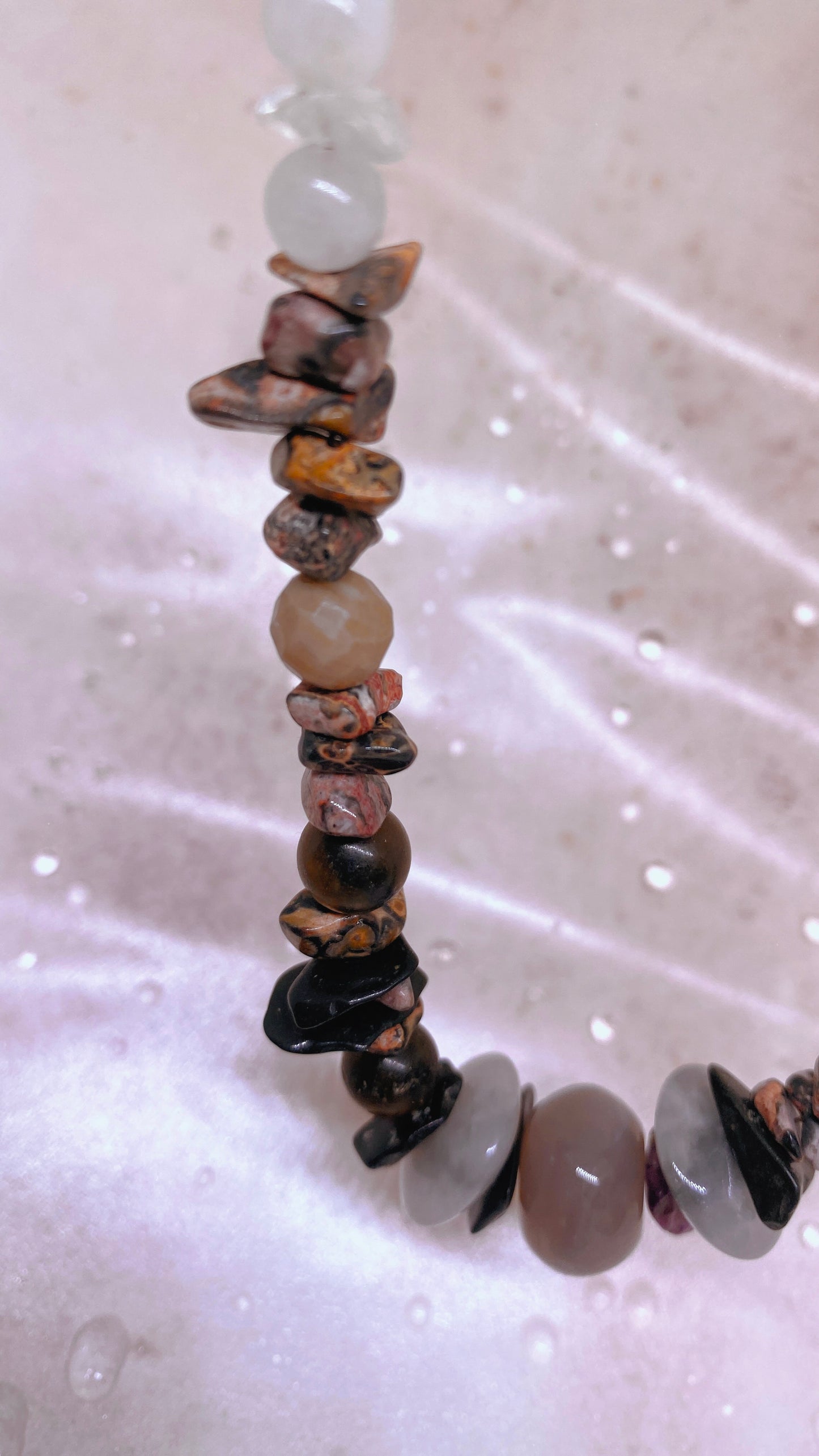 grey orbs // textured semi precious stone strand