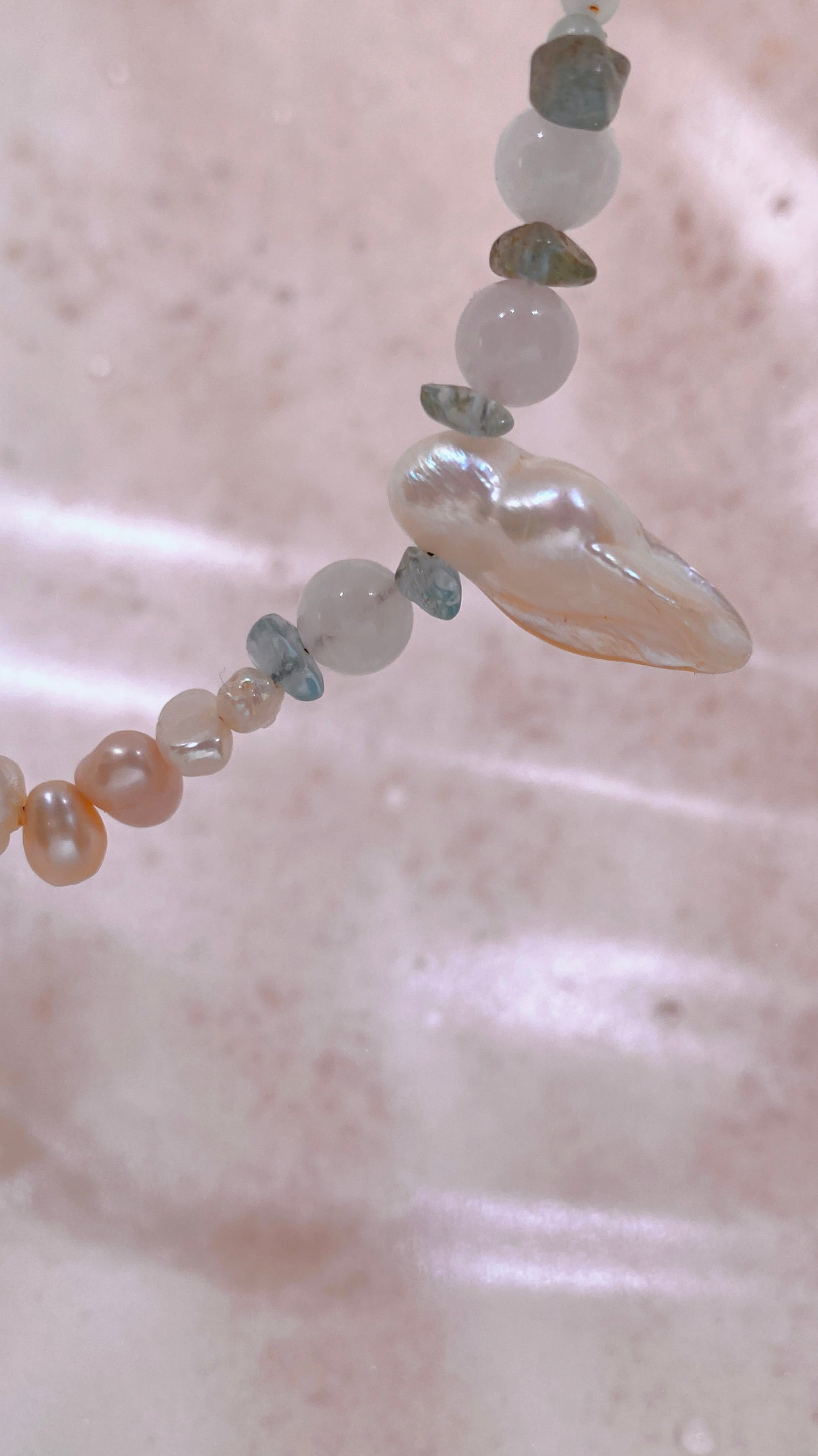 sea foam // pearly dainty semi precious stone and pearl strand