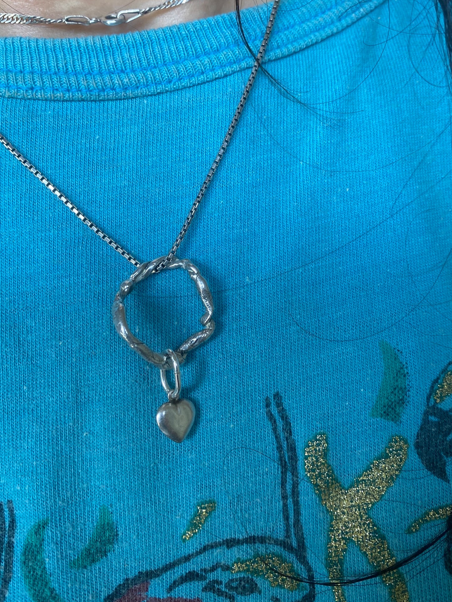 heart ringlet // one of a kind organic silver swirl with vintage heart
