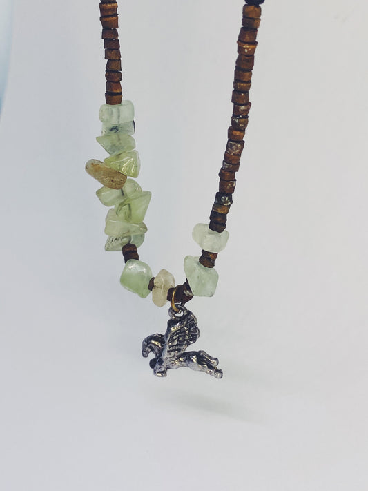 fluorite with vintage pegasus charm