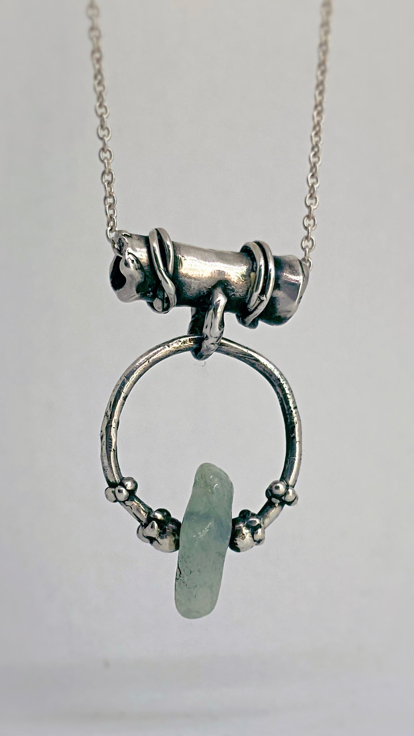 knots, droplets and jade silver pendant {door nox}
