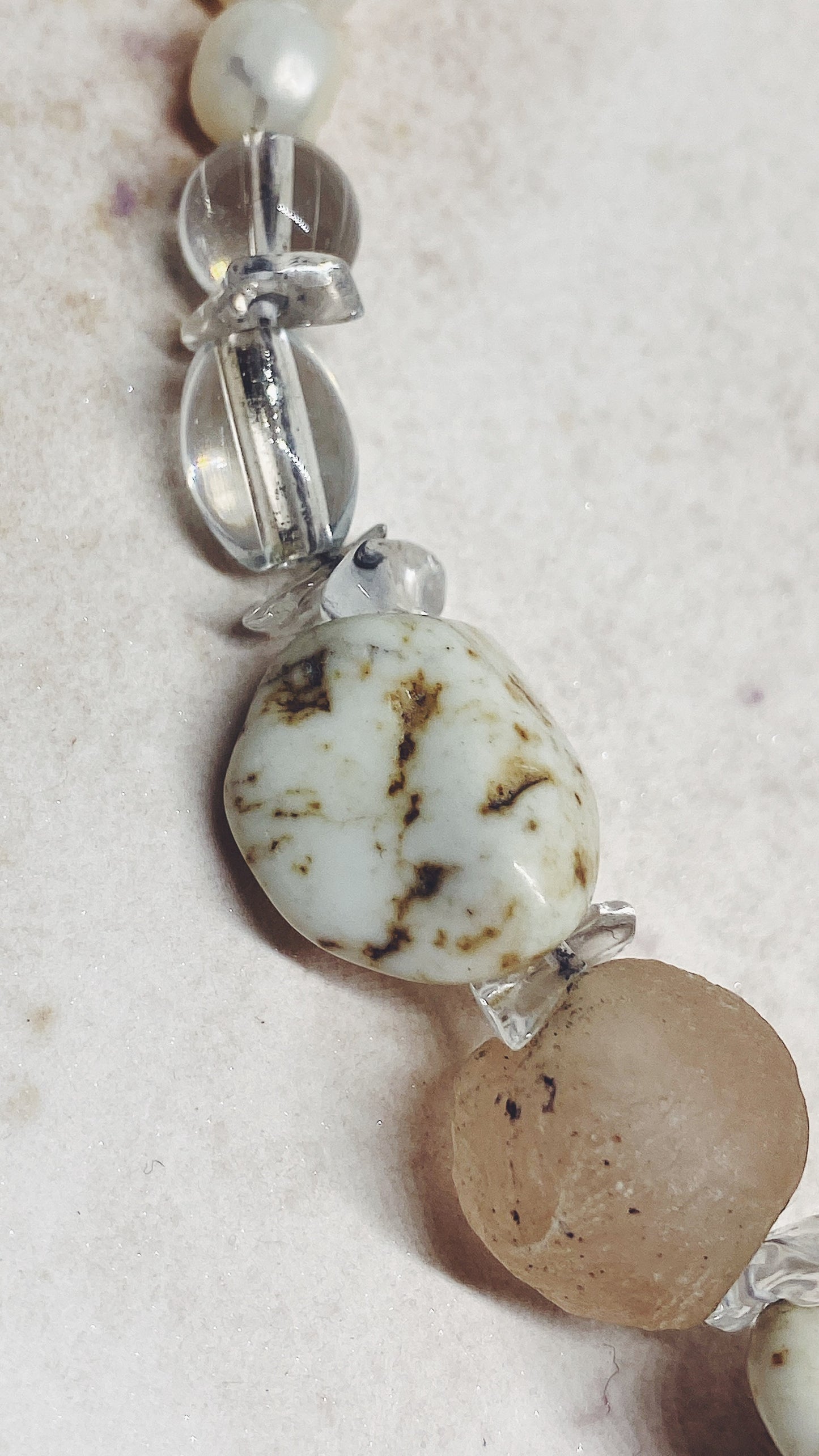 clear sea // textured semi precious stone strand