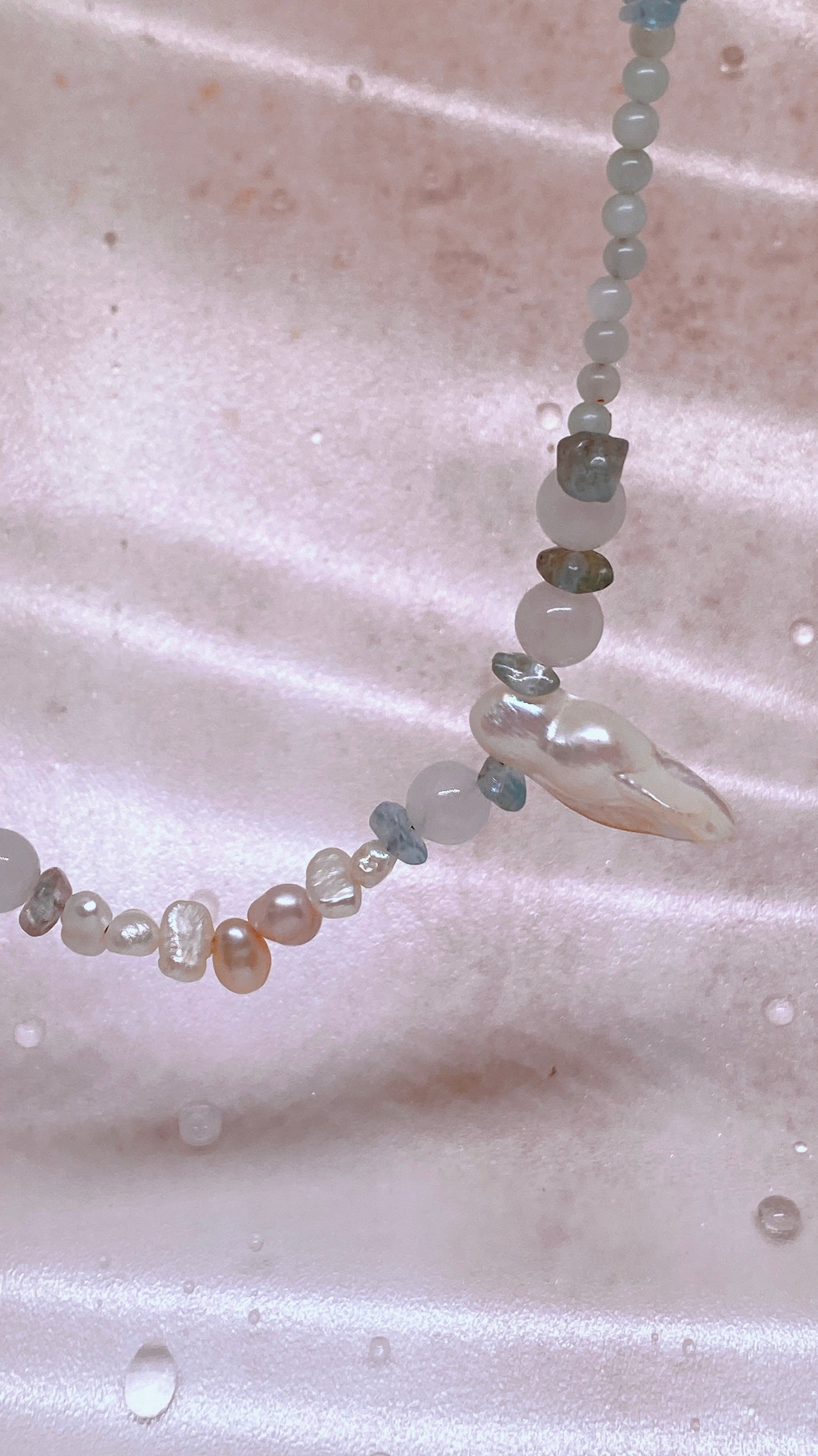 sea foam // pearly dainty semi precious stone and pearl strand