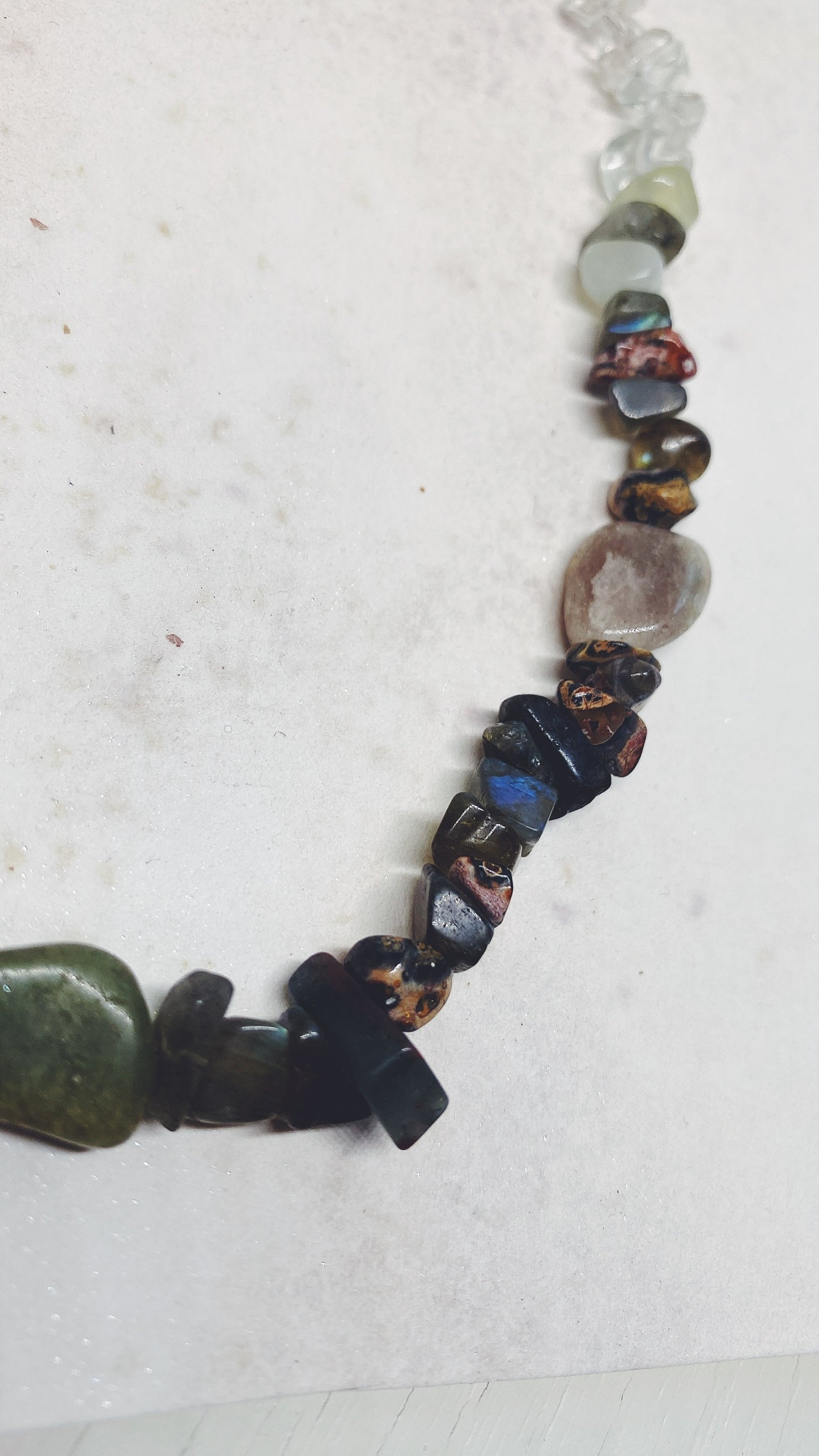 night glints, lichen shapes // textured semi precious stone strand