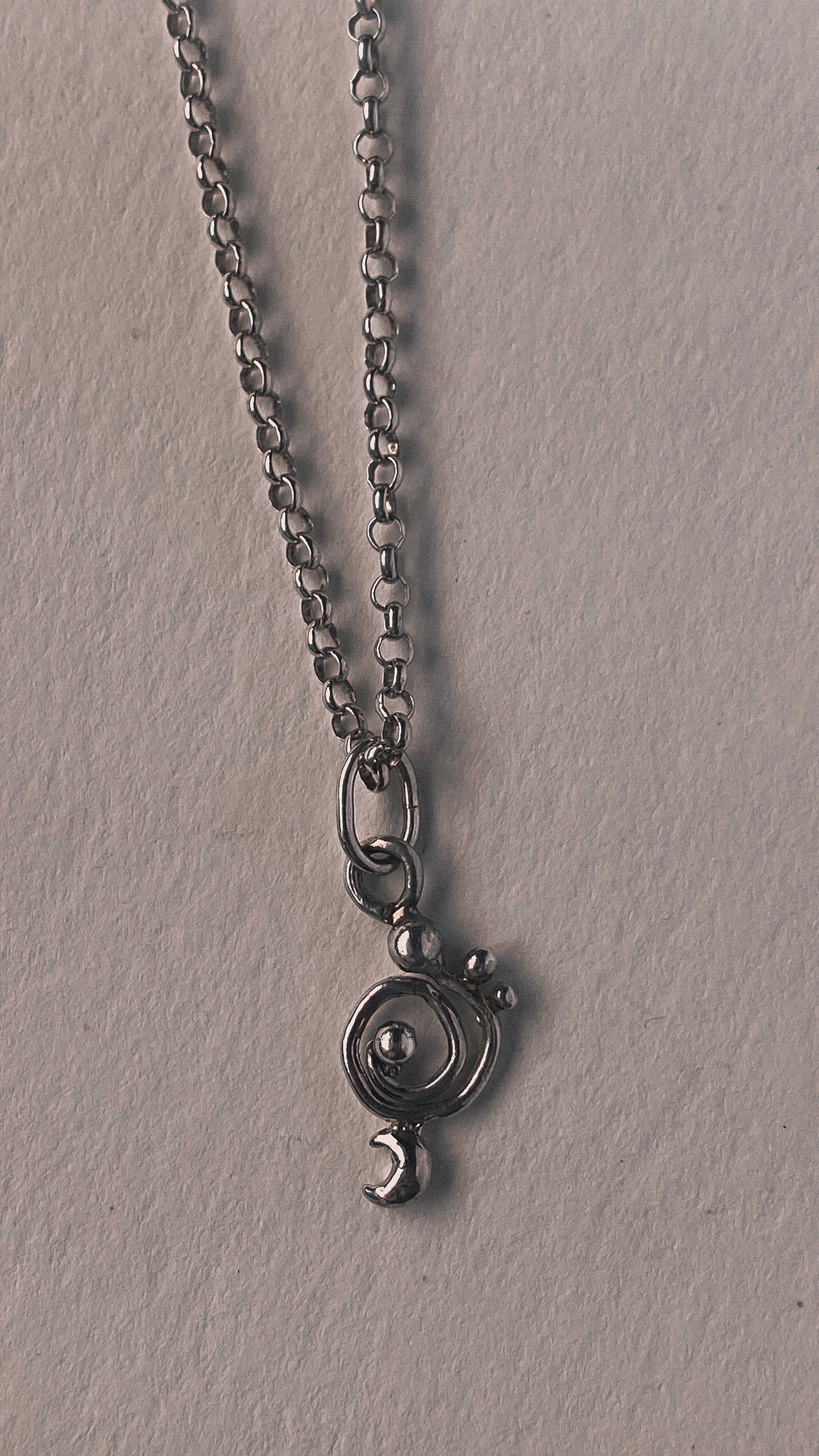 mini droplet clef spiral on chunky pearl & mineral strand 𓅪 corvina 𓅪 – handmade statement necklace with recycled materials, pearls, ethical gemstones, one-of-a-kind artisan gift