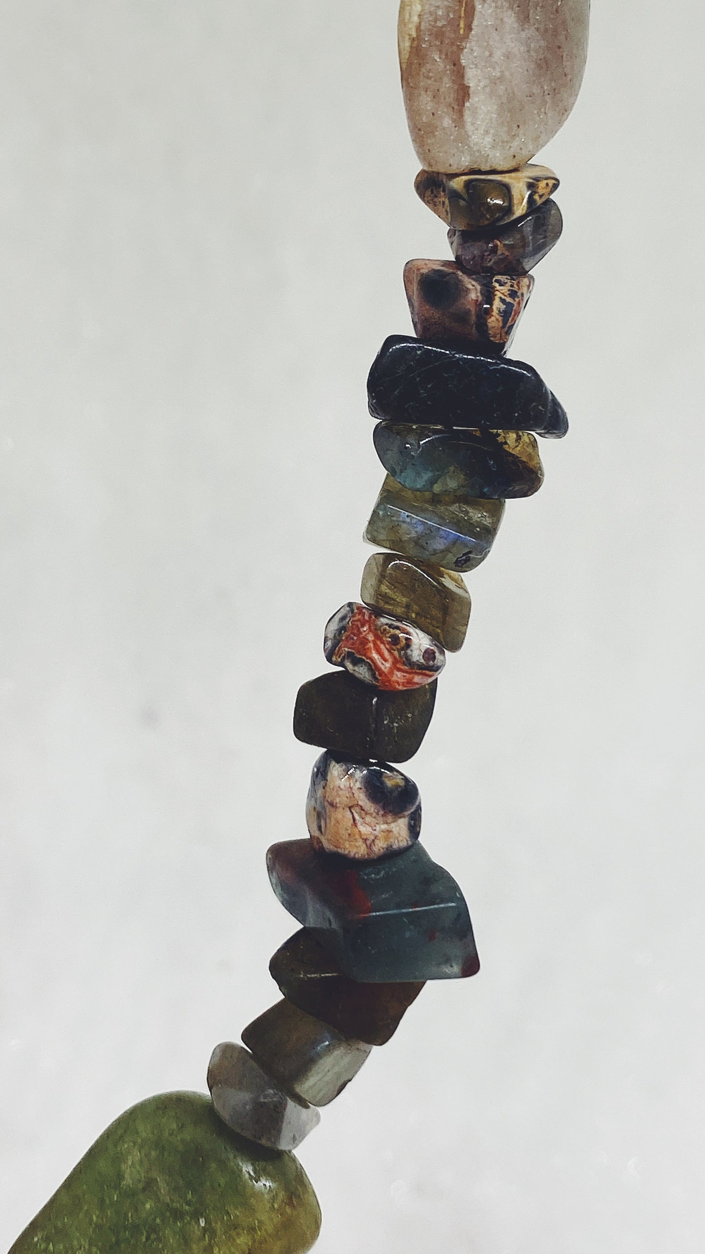 night glints, lichen shapes // textured semi precious stone strand