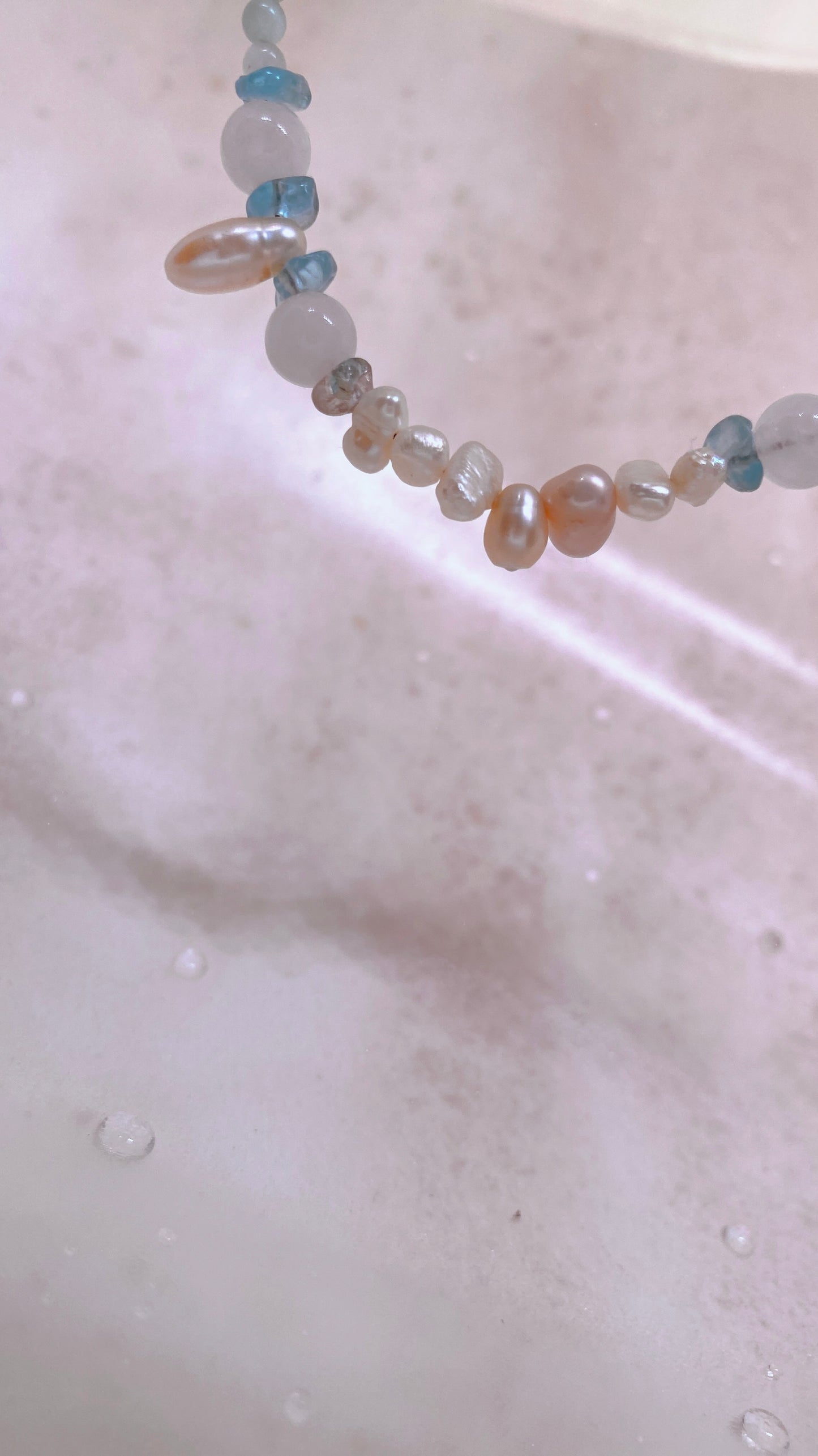 sea foam // pearly dainty semi precious stone and pearl strand