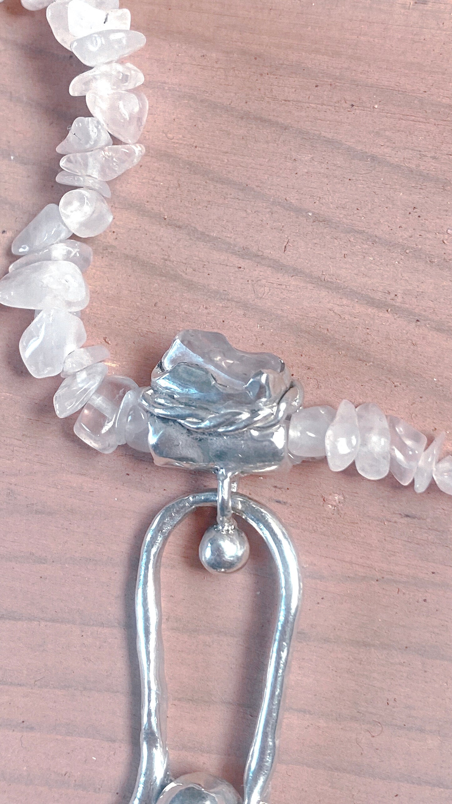 rose crowned silver knocker pendant {door nox} – handmade rose quartz statement heart healer necklace, artisan gemstone jewellery, romantic heirloom gift
