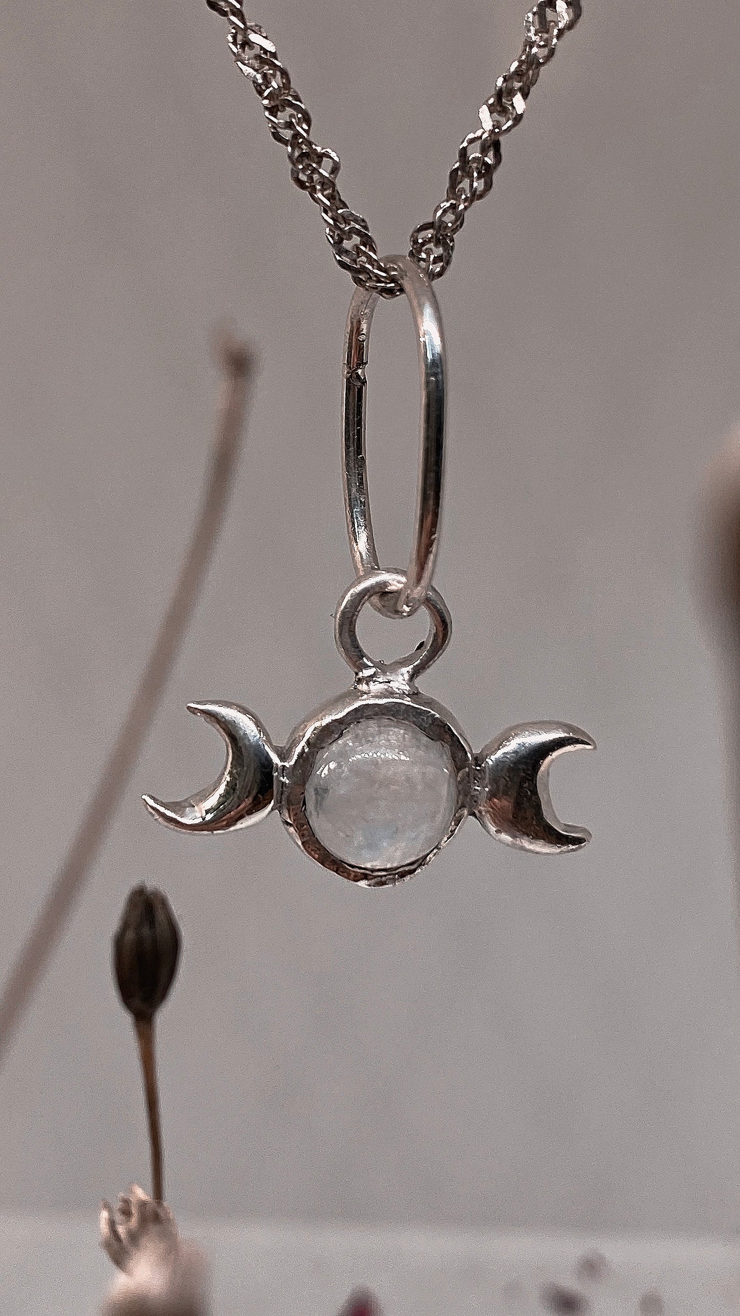 tri lune // triple goddess moonstone pendant
