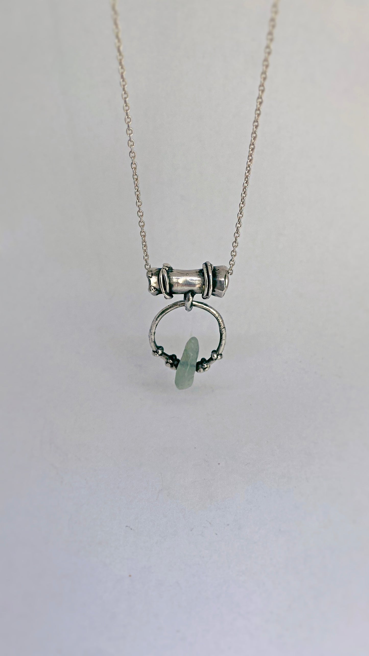 knots, droplets and jade silver pendant {door nox}