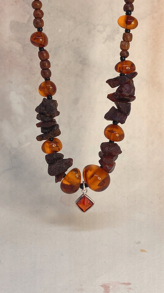 baltic amber with vintage silver glass spark