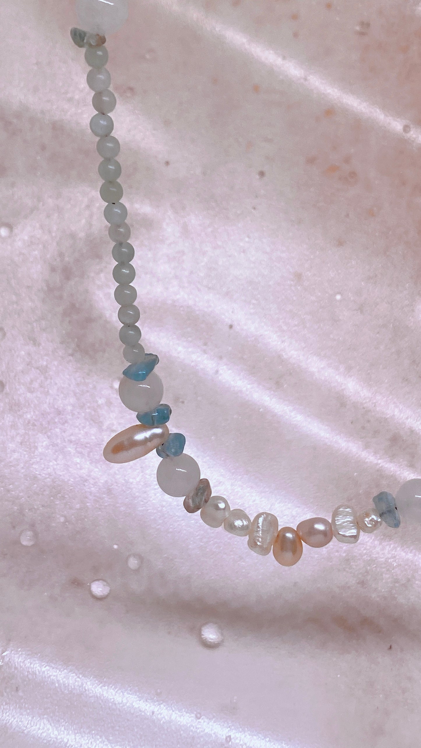 sea foam // pearly dainty semi precious stone and pearl strand