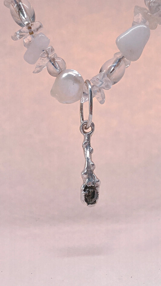 ᠅ sunken city ᠅ herkimer wand – unique silver herkimer diamond wand necklace, handcrafted artisan design, crystal healing heirloom gift