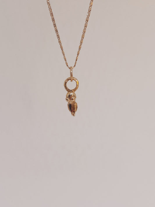 solid 14k gold alien pendant // 'mini grayleon'