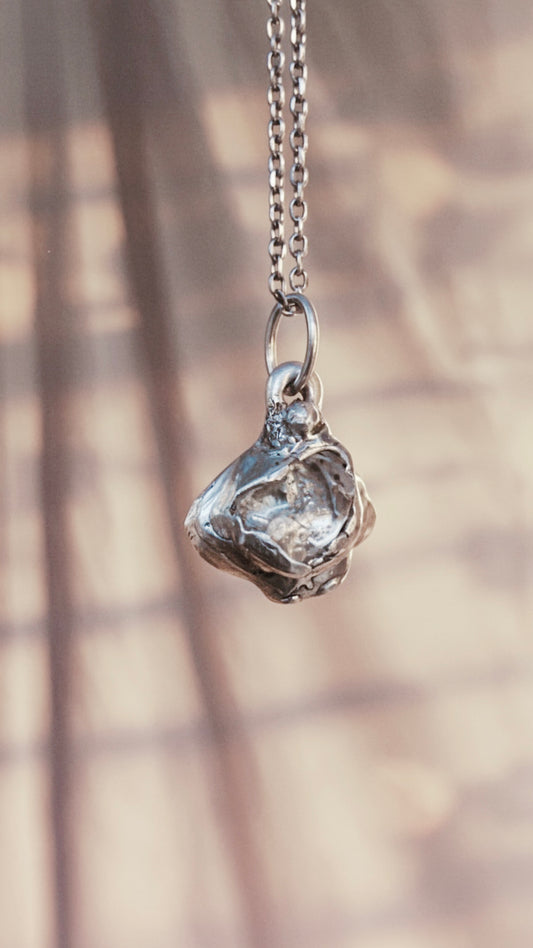 clear moon // one of a kind clear quartz lunar silver mini medallion
