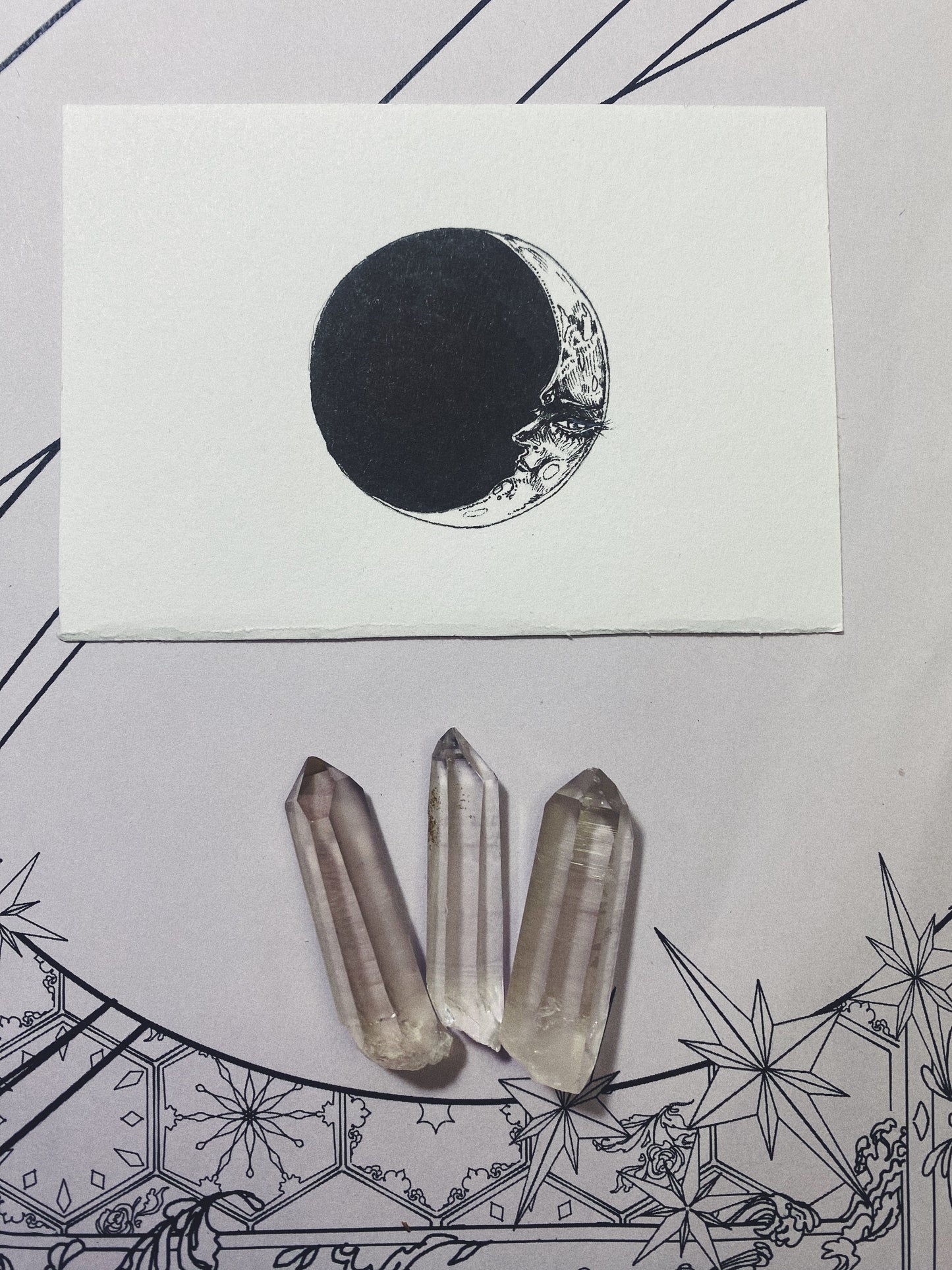 waxing crescent moon // moon phase series art card