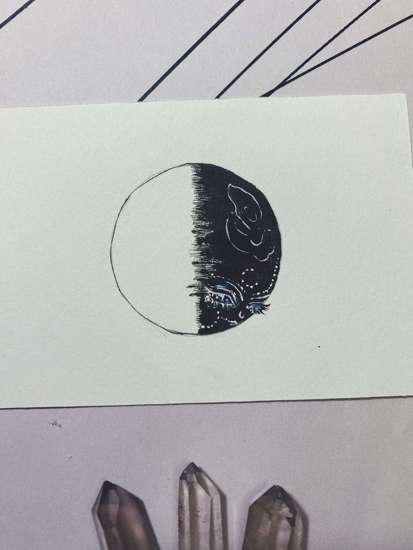 last quarter moon // moon phase series art card