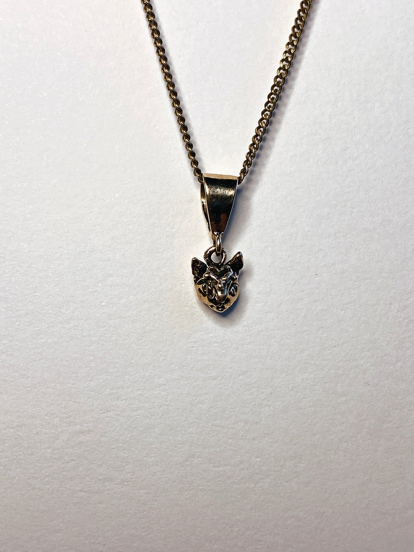 14k gold heart cat // tiny cat head charm
