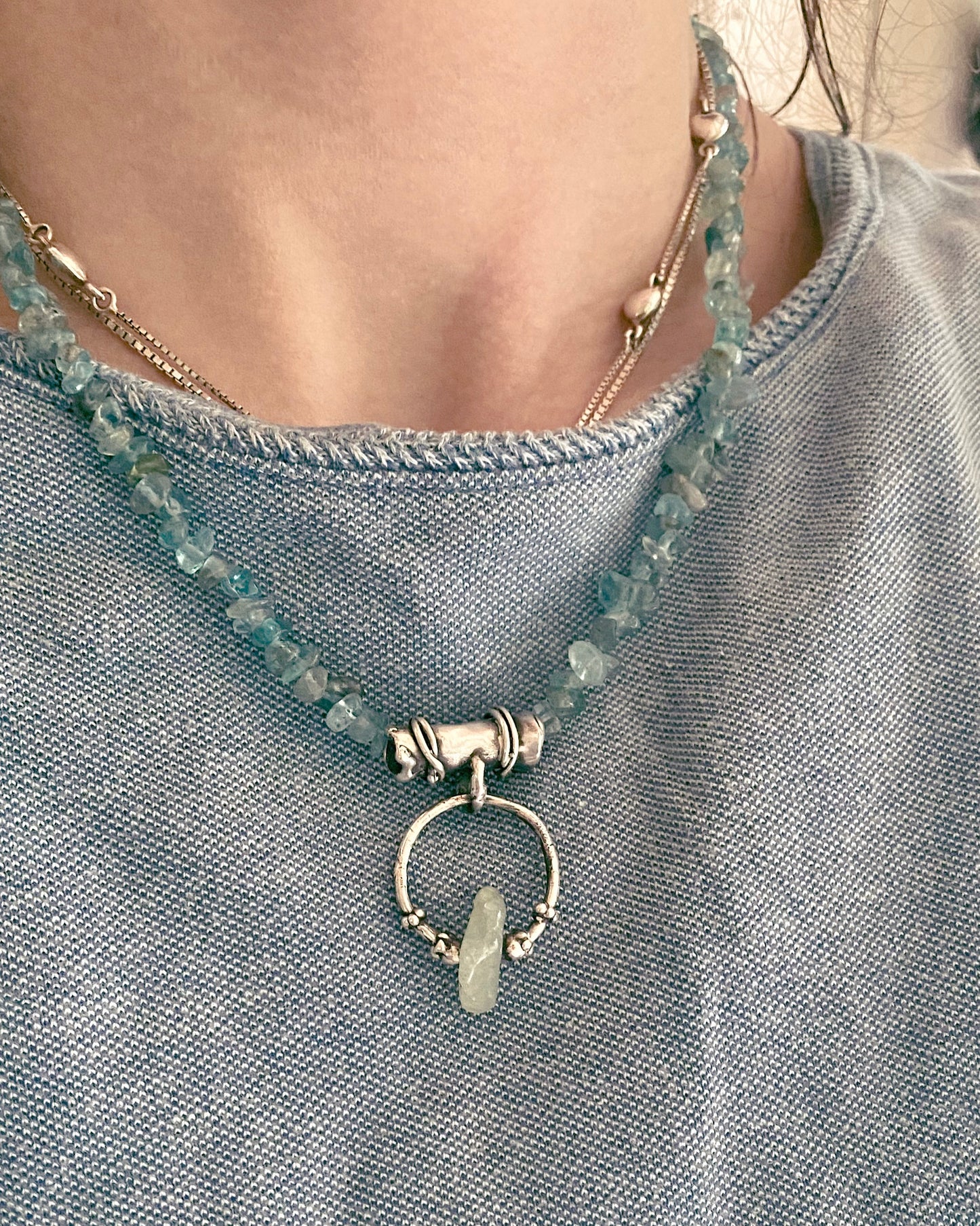 knots, droplets and jade silver pendant {door nox}