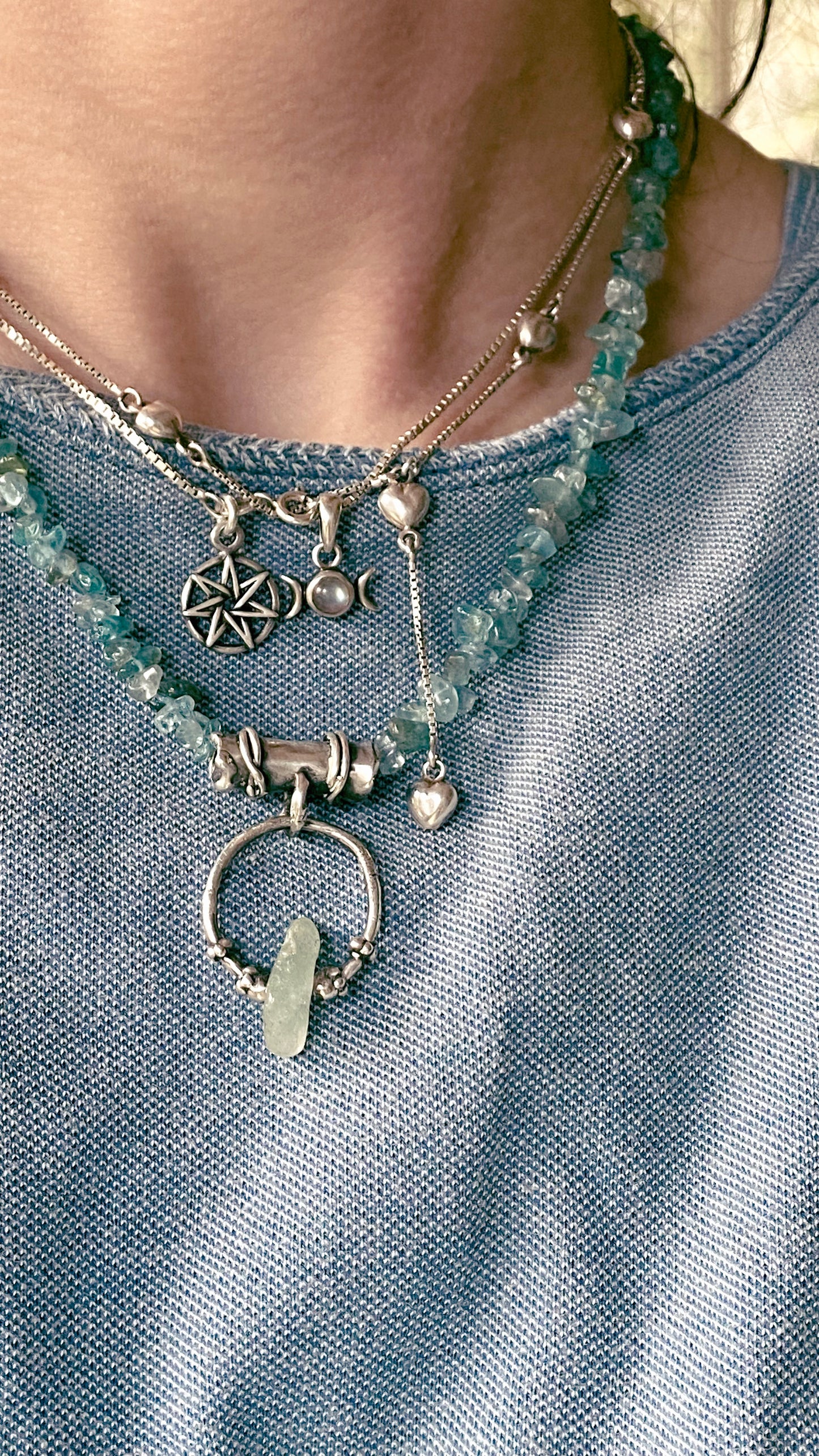 knots, droplets and jade silver pendant {door nox}