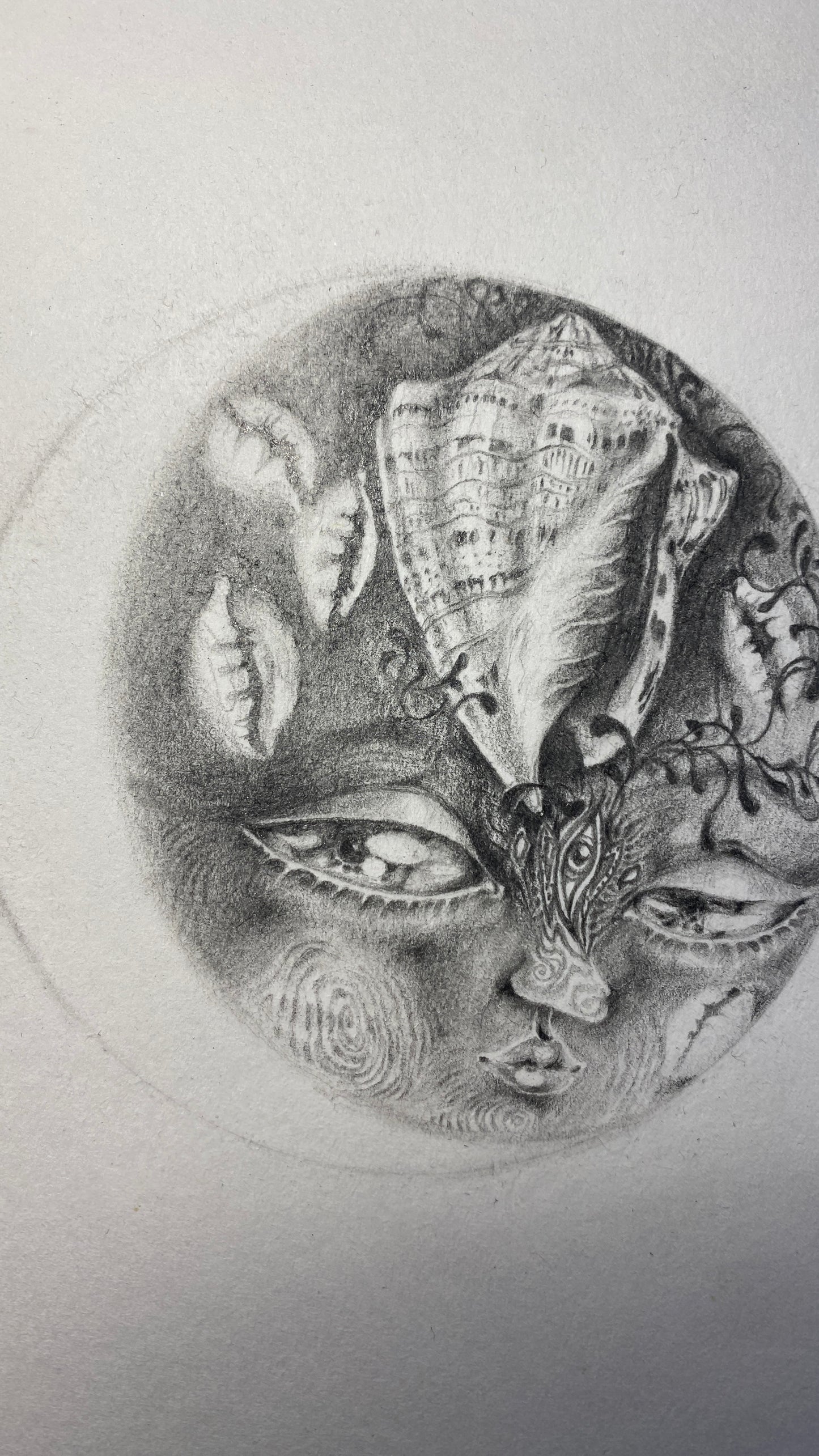 balsamic (waning crescent) moon - framed original drawing