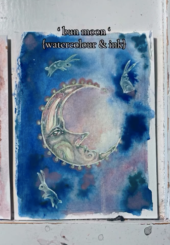 RESERVED LISTING bun moon // art card