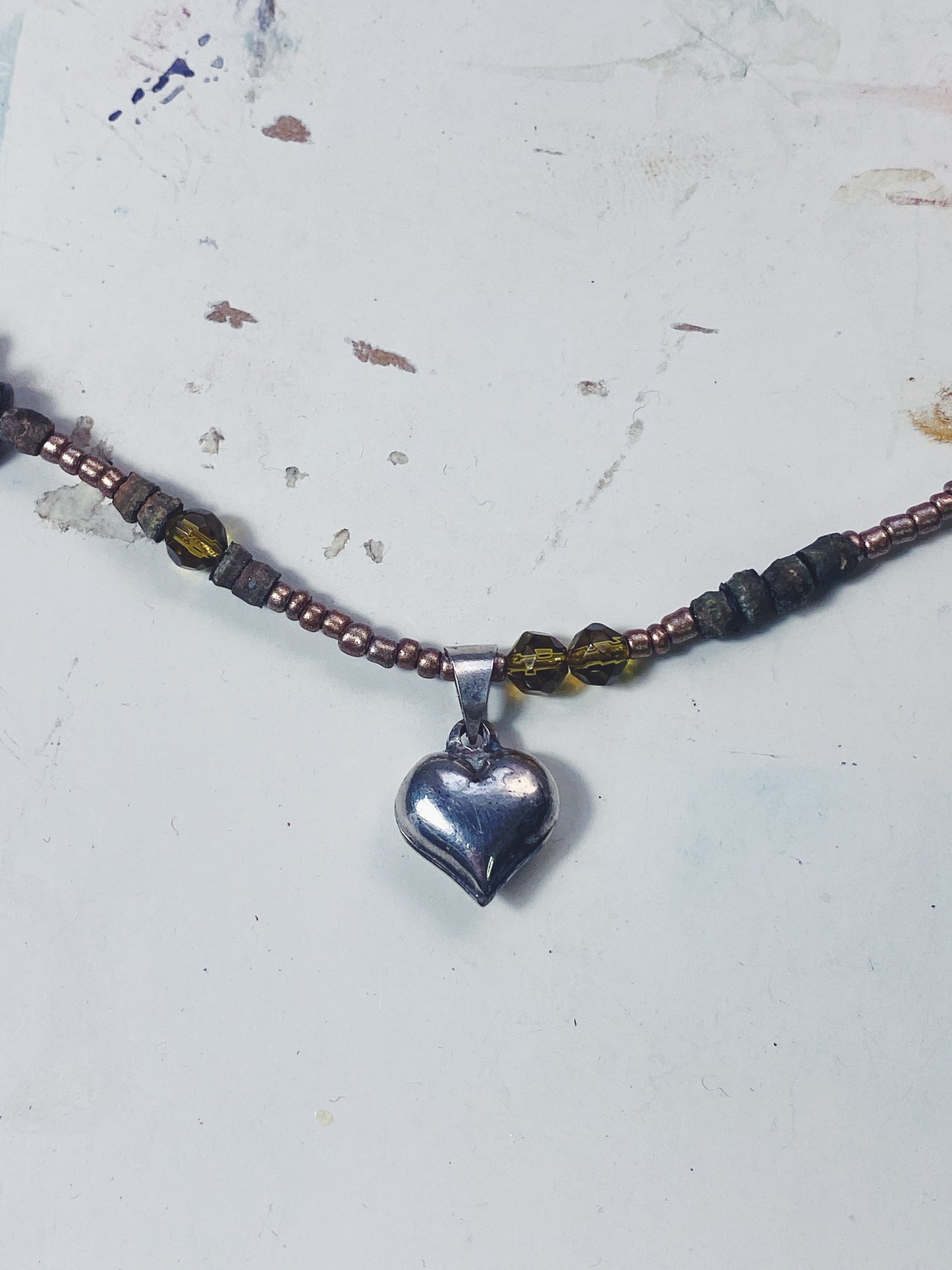 beaded vintage heart charm