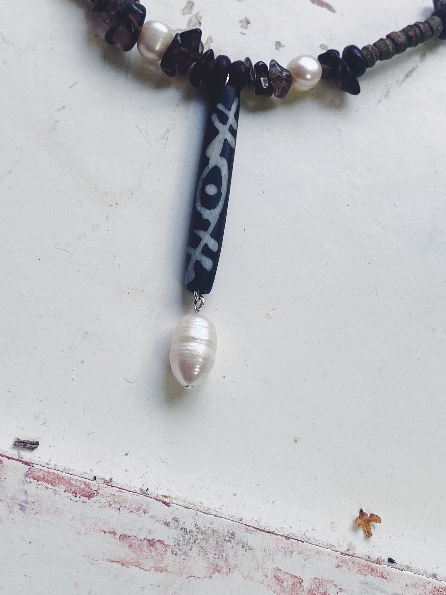 pearl wand I // one of a kind beaded necklace