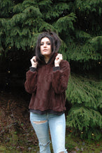 Load image into Gallery viewer, furry fleece hoodie // chocolate brown