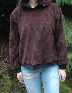 furry fleece hoodie // chocolate brown