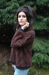 furry fleece hoodie // chocolate brown