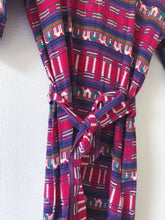 Load image into Gallery viewer, vtg v-neck belted midi dress with dromedary pattern