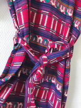 Load image into Gallery viewer, vtg v-neck belted midi dress with dromedary pattern