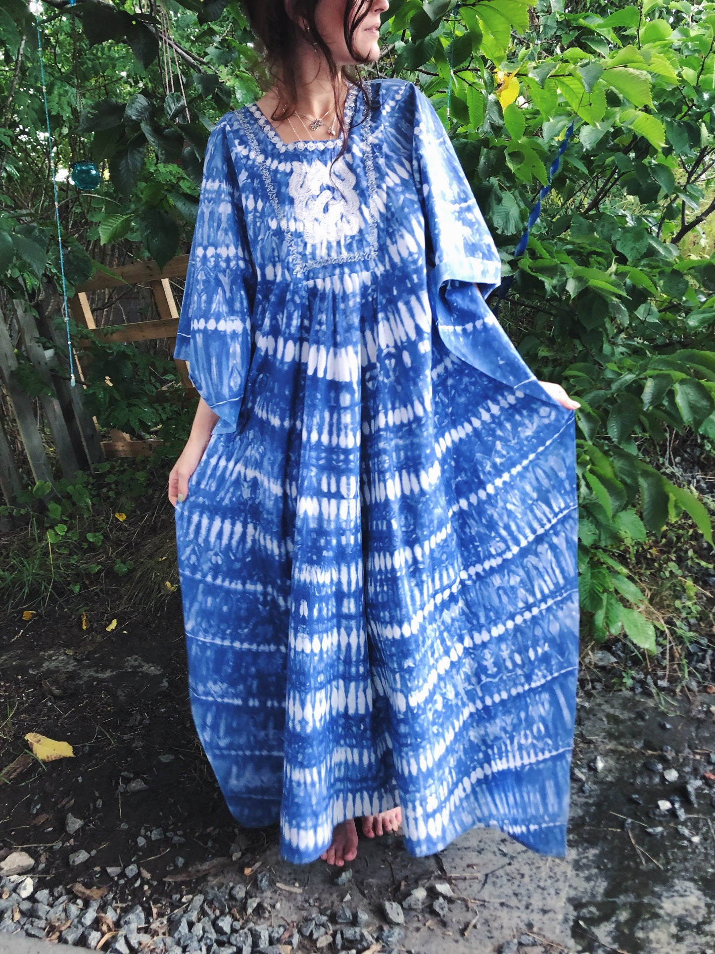 blue batik kaftan