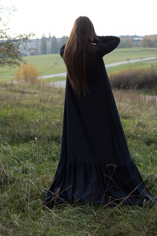 ruffle robe // sheer textured black
