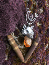Load image into Gallery viewer, leucrocotta // silver moon wolf pendant with citrine